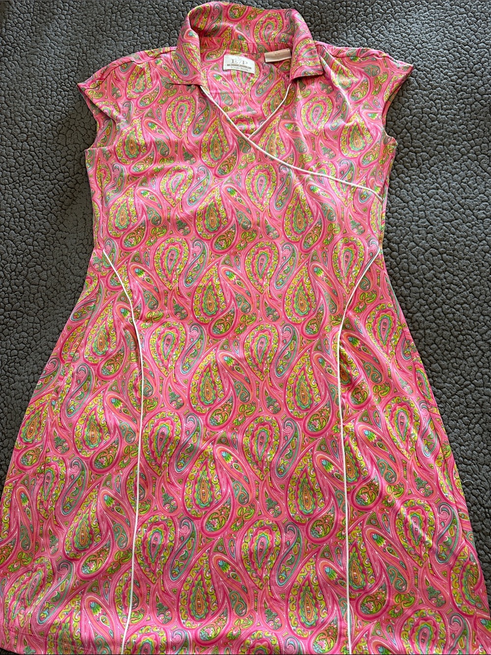 EP Pro Pink Paisley Midi Dress with Green Accents